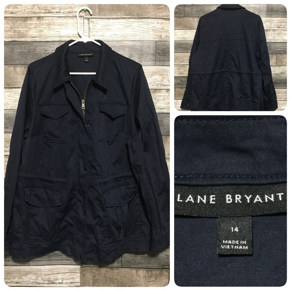 Lane Bryant Utility Jacket Women’s 14 Navy Blue Full Zip Snap